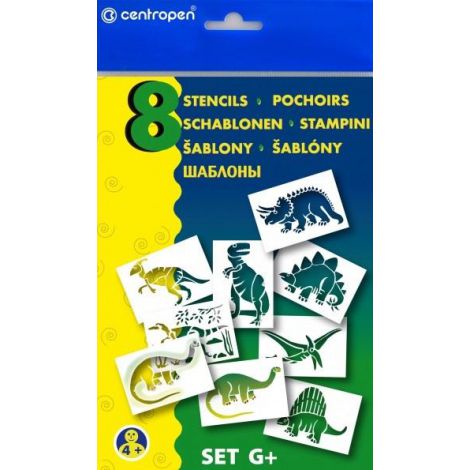 Zestaw szablonów Centropen Dinozaury, 8szt